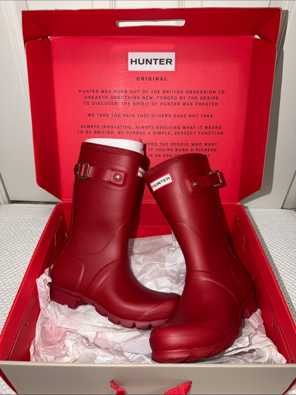 Hunter Originally Short Rain Boots - Military Red